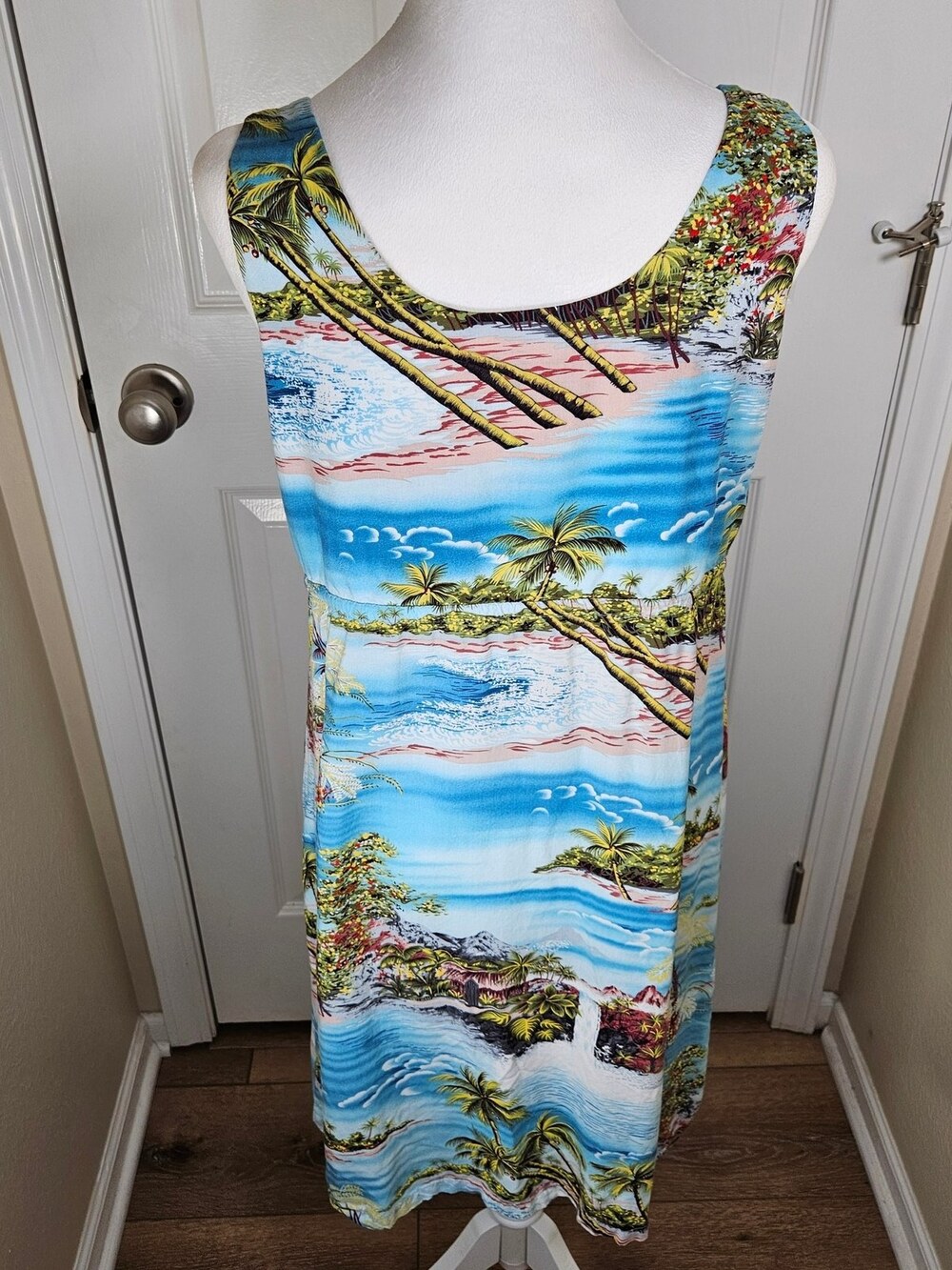 Puanani RJC Hawaiian Tropical Tank Dress Blue Women's Size Medium